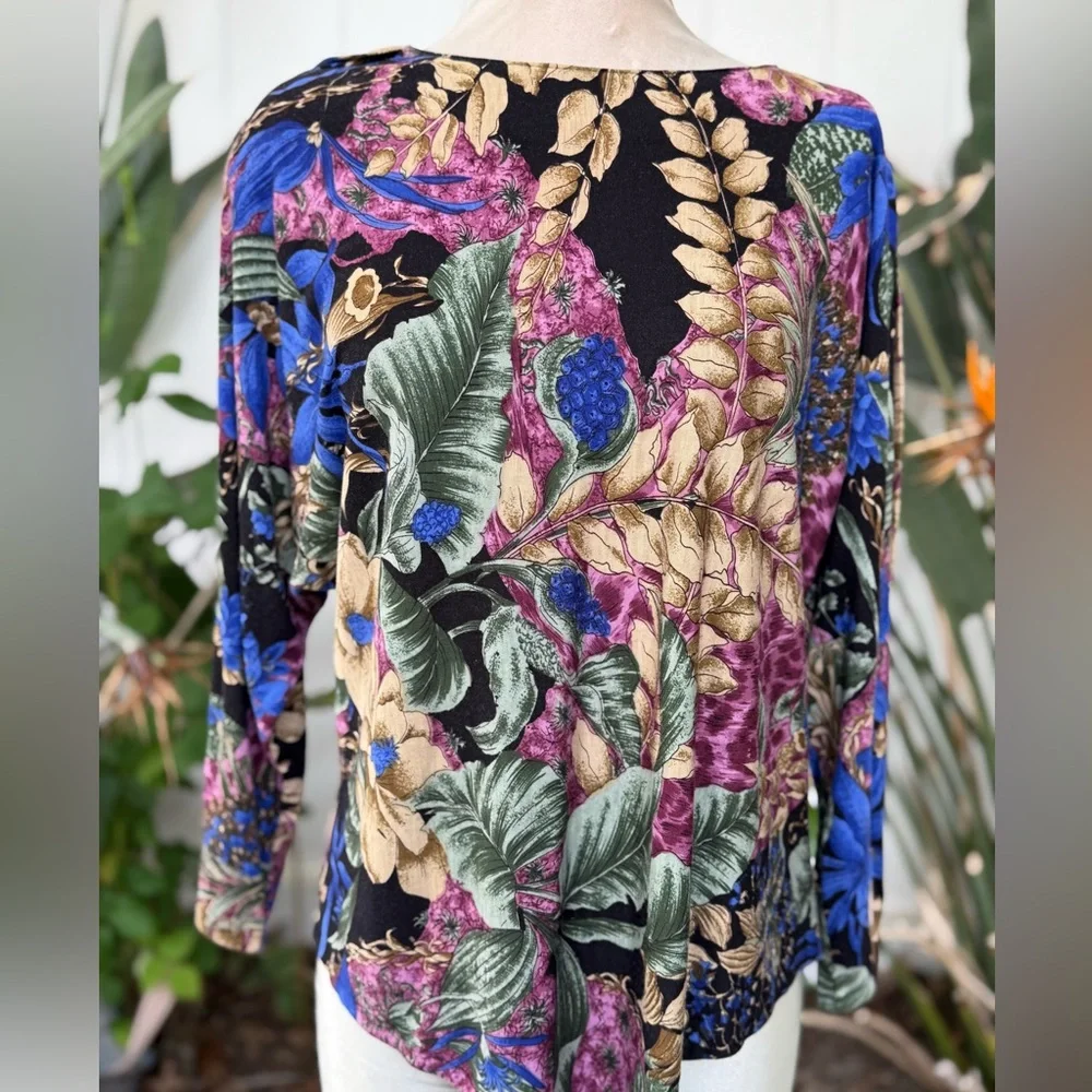 Unique SET Dress with Long Sleeves floral multicolor BLOUSE & SKIRT - Picture 14 of 15